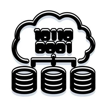 Cloud computing storing digital data in databases system Illustrazione stock