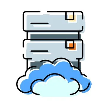 Cloud computing storing digital data on server stack Illustrazione stock
