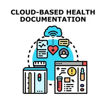 Cloud computing storing health documentation medical records Stock Illustration