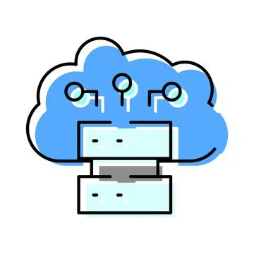 Cloud computing storing network data server infrastructure Stock Illustration