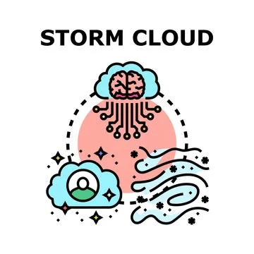 Cloud computing storm problem, risk, and data security Stock Illustration