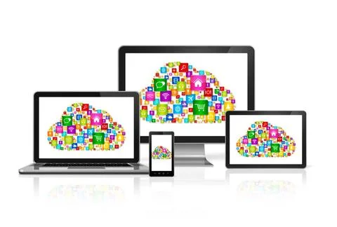 Cloud computing symbol in computer set 3D Cloud computing symbol in comput... Stock Photos