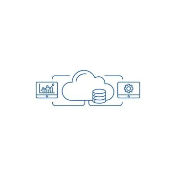 Cloud computing symbol with database and servers connected Stock Illustration