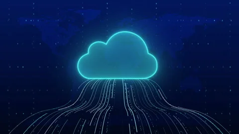 Cloud Computing Symbol on Digital Circuit Background Stock Footage 346801857