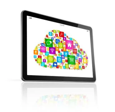Cloud computing symbol on Digital Tablet pc イラスト素材