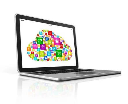 Cloud Computing Symbol on a laptop Cloud Computing Symbol on a laptop. Iso... Stock Photos