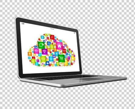 Cloud Computing Symbol on a laptop Stock Illustration