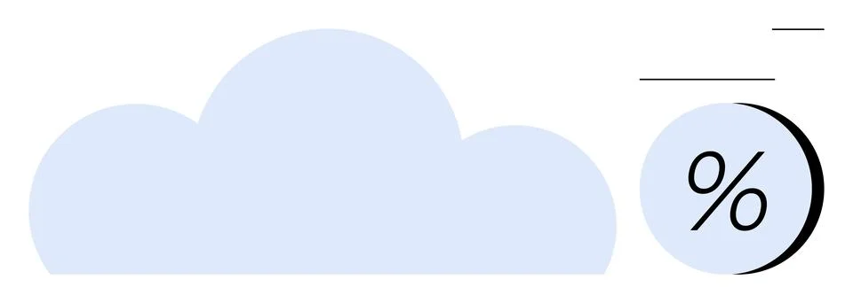 Cloud Computing Symbol with Percentage Icon Highlighting Data Storage Metrics Stock Illustration