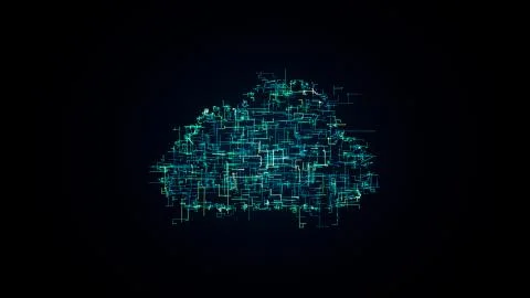 Cloud computing symbol, random lines creating cloud shape Illustrazione stock