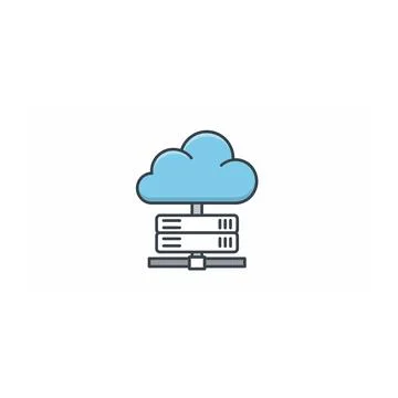 Cloud computing symbol with server and blue cloud 스톡 일러스트