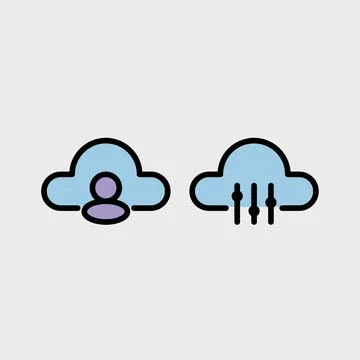 Cloud computing symbol set - Cloud computing, cloud infrastructure, technolog Stock Illustration