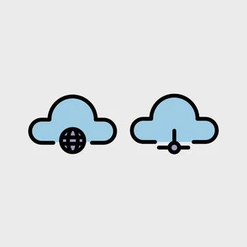 Cloud computing symbol set - Cloud computing, cloud infrastructure, technolog Stock Illustration
