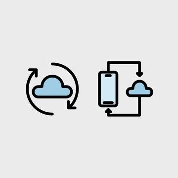 Cloud computing symbol set - Cloud computing, cloud infrastructure, technolog Stock Illustration