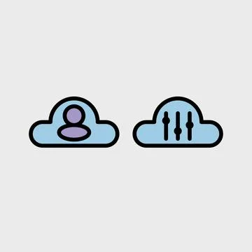 Cloud computing symbol set - Cloud computing, cloud infrastructure, technolog Stock Illustration