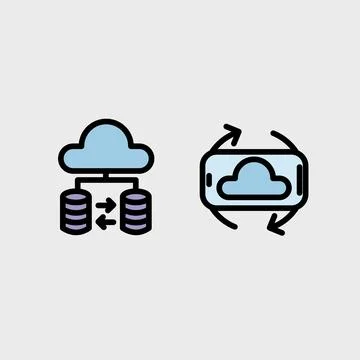 Cloud computing symbol set - Cloud computing, cloud infrastructure, technolog Stock Illustration