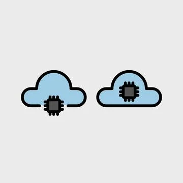 Cloud computing symbol set - Cloud computing, cloud infrastructure, technolog Stock Illustration