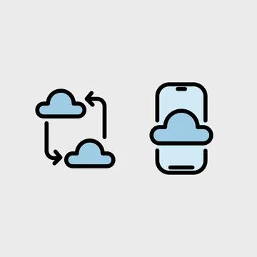 Cloud computing symbol set - Cloud computing, cloud infrastructure, technolog Stock Illustration