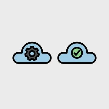 Cloud computing symbol set - Cloud computing, cloud infrastructure, technolog Stock Illustration