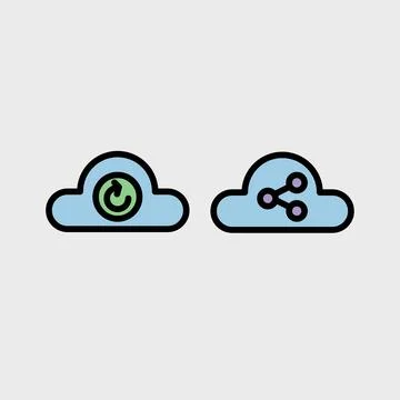 Cloud computing symbol set - Cloud computing, cloud infrastructure, technolog Stock Illustration