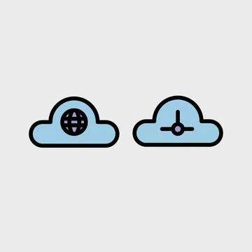 Cloud computing symbol set - Cloud computing, cloud infrastructure, technolog Stock Illustration