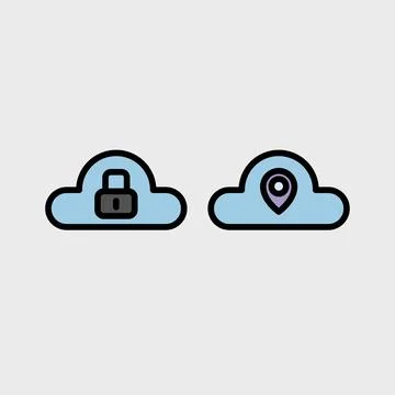 Cloud computing symbol set - Cloud computing, cloud infrastructure, technolog Stock Illustration
