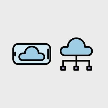 Cloud computing symbol set - Cloud computing, cloud infrastructure, technolog Stock Illustration