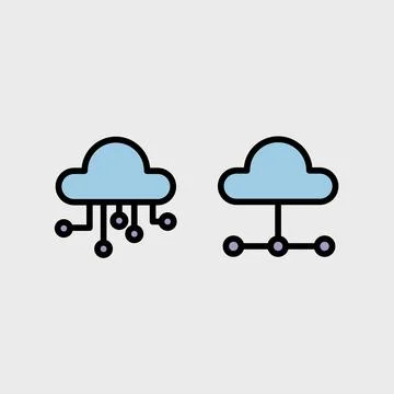Cloud computing symbol set - Cloud computing, cloud infrastructure, technolog Stock Illustration