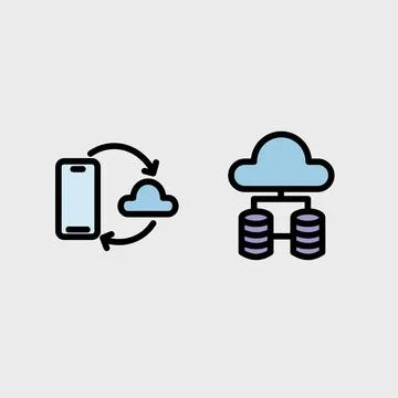 Cloud computing symbol set - Cloud computing, cloud infrastructure, technolog Stock Illustration
