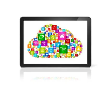 Cloud computing symbol in Tablet pc computer Stock Illustration
