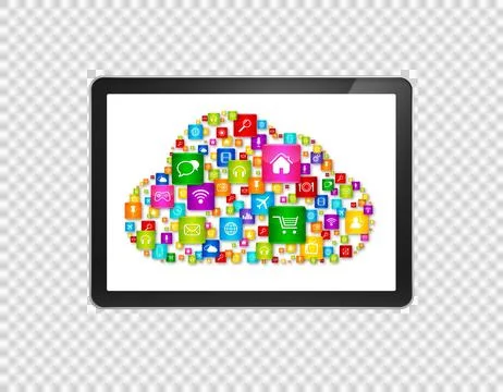 Cloud computing symbol in Tablet pc computer Stockillustratie