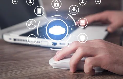 Cloud computing system. Big data. Business processes Foto stock