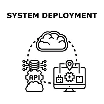 Cloud computing system deployment and infrastructure lifecycle Stock Illustration