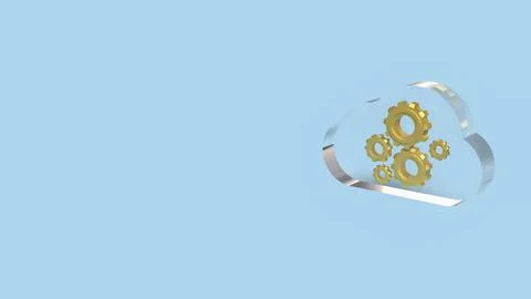 Cloud Computing System with Gear Technology Concept 3d render. Stock Illustration