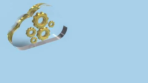 Cloud Computing System with Gear Technology Concept 3d render. Stock-Illustration