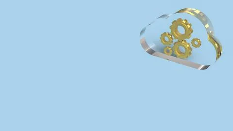 Cloud Computing System with Gear Technology Concept 3d render. 스톡 일러스트