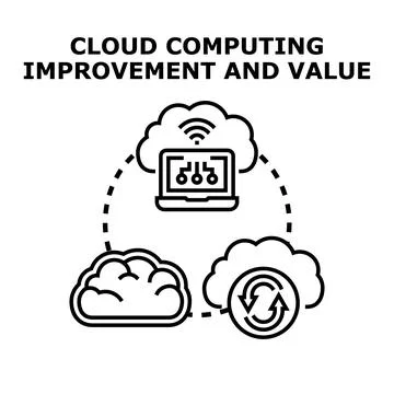Cloud computing system improving digital value and technology Stock Illustration