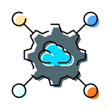 Cloud computing system processing data network integration Stock Illustration