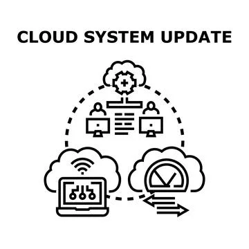 Cloud computing system updating and data transfer 스톡 일러스트