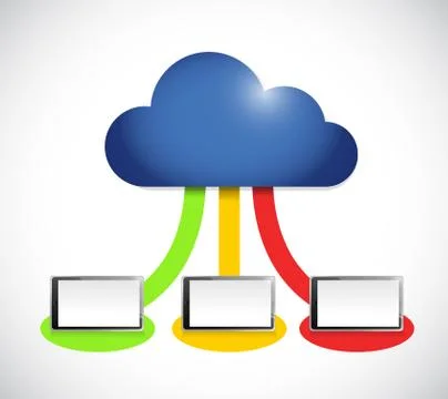 Cloud computing tablet computer color connection 스톡 일러스트