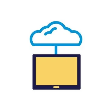 Cloud computing with tablet lineal color style イラスト素材