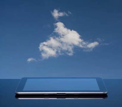 Cloud computing with tablet Stock Photos