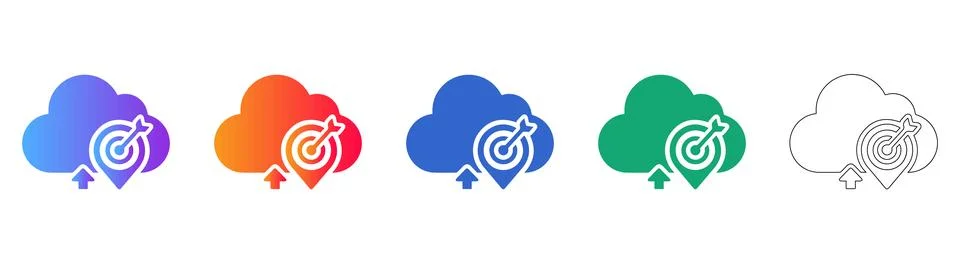 Cloud Computing Target Optimization Icons Stock Illustration