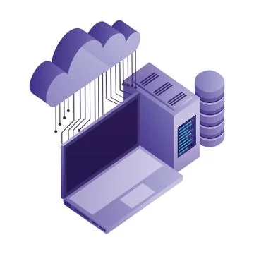 Cloud computing with teamwork and icon data server 스톡 일러스트