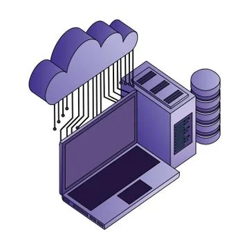 Cloud computing with teamwork and icon data server 스톡 일러스트