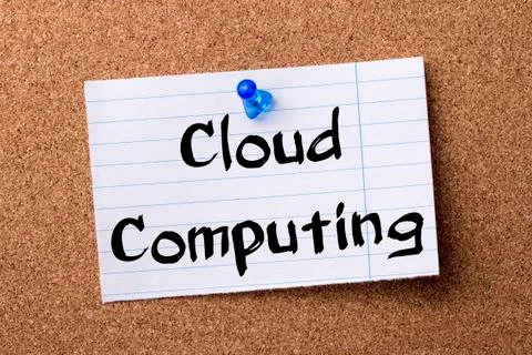 Cloud Computing - teared note paper pinned on bulletin board Stock Photos