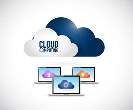 Cloud computing tech network Stock Illustration