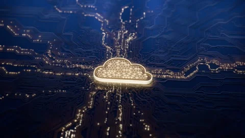 Cloud computing technology 3D background. Cloud storage icon on circuit board Stock Footage 289111129