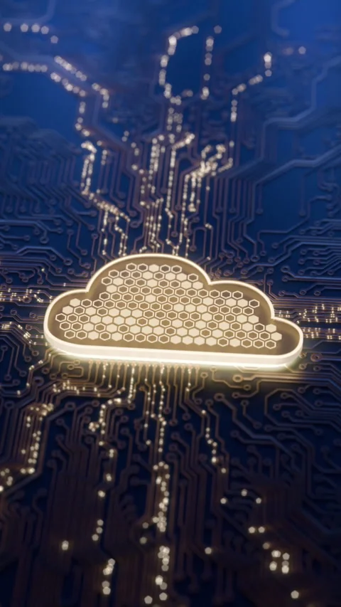 Cloud computing technology 3D background. Cloud storage icon on circuit board Stock Footage 300449859
