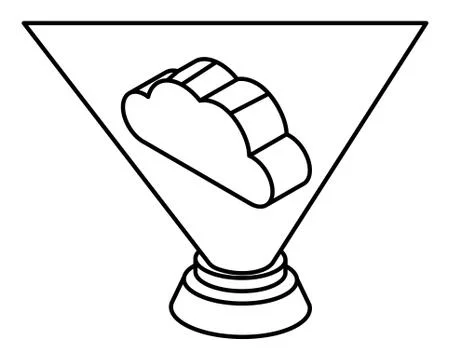 Cloud computing technology 3d symbol in black and white Stock Illustration