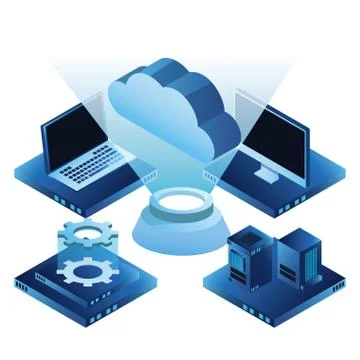 Cloud computing technology 3d symbol Illustrazione stock
